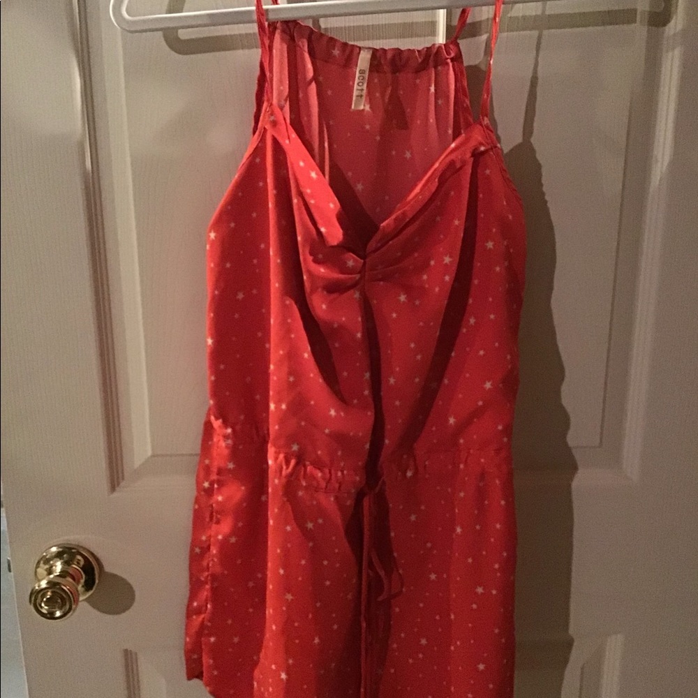 SCOTT ORANGE & WHITE STAR SHORT ROMPER SZ L EUC